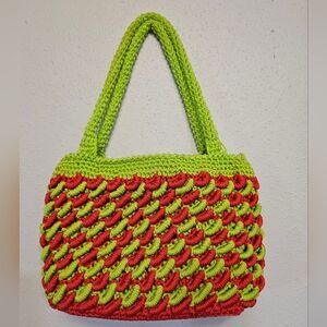 Handmade  Crochet Zip Purse/Satchel/Bag Fully Lined W/Interior Zipper Pocket